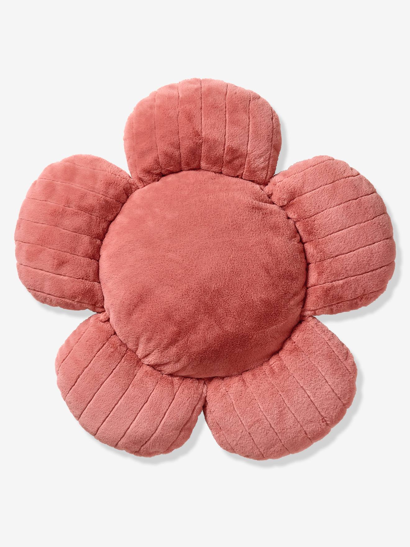 Coussin de sol fausse fourrure fleur rose poudré (Vertbaudet) - Image 2
