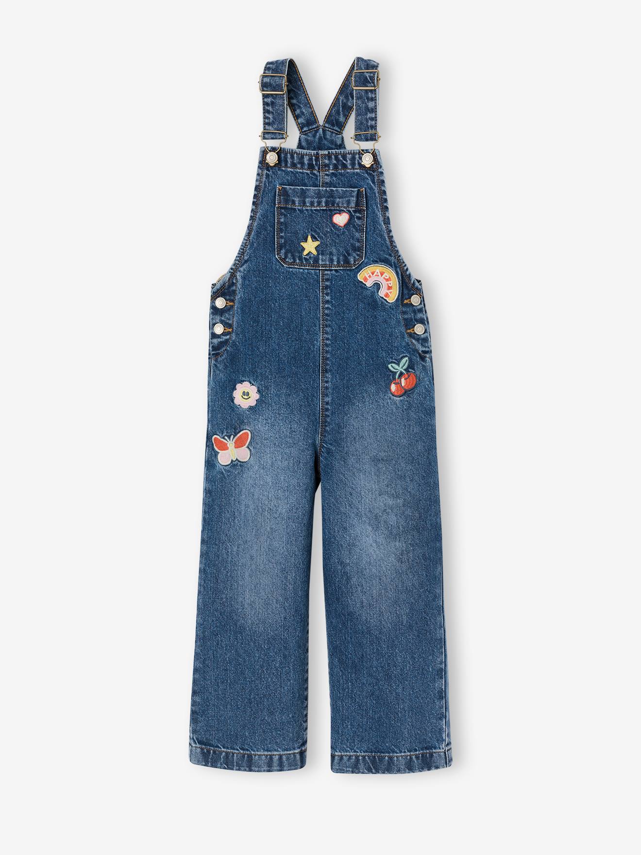 Salopette fille large en denim bleu moyen 33$