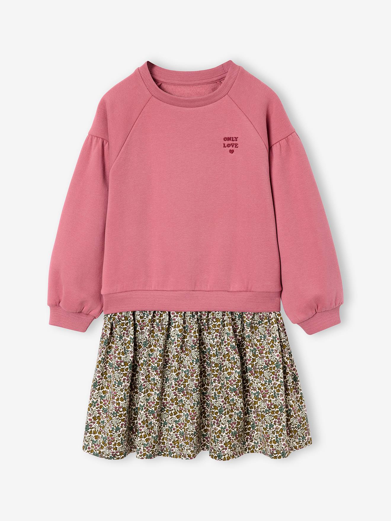 Robe bi-matire fille mauve 26$