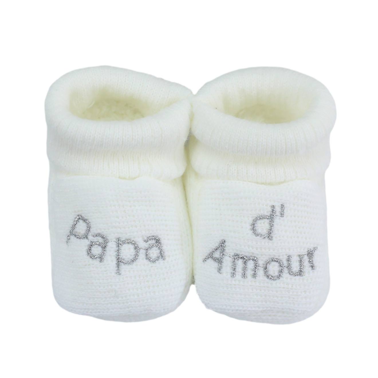 Chaussons Naissance - Message Papa D'amour Blanc
