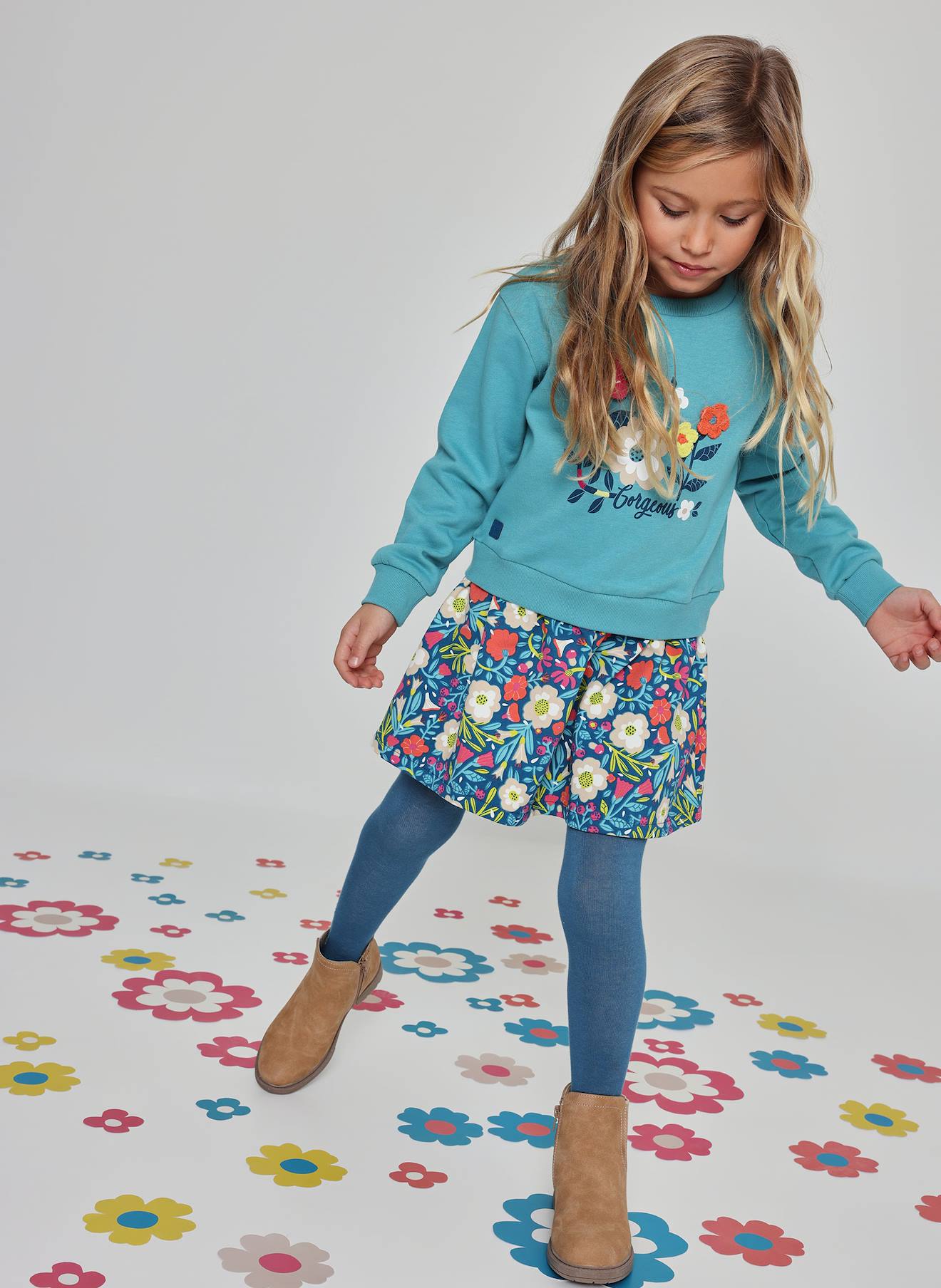 Robe En Molleton Imprime Fleurs Bleu 36$