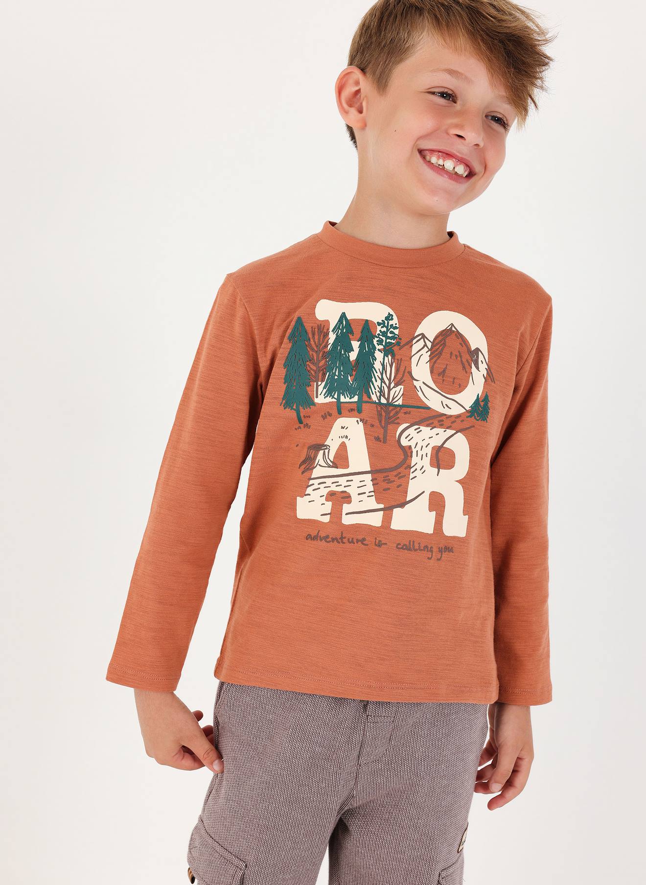 T-shirt Garçon Imprimé Aventure Marron