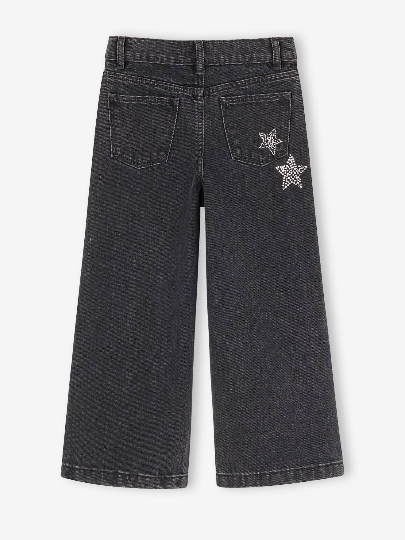 Jean large fille denim noir