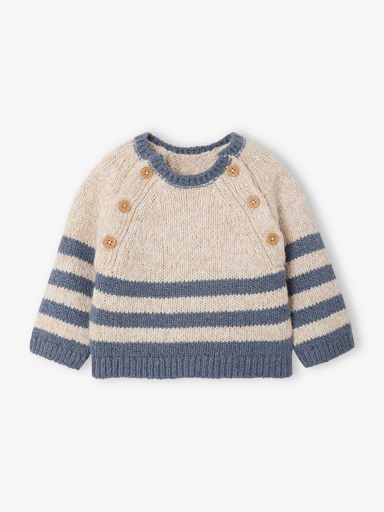 Pull tricot bébé garçon beige chiné