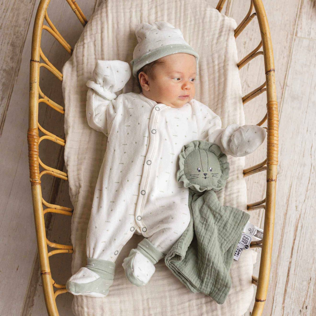 Doudou En Mousseline De Coton #cce8d2 (Trois Kilos Sept) - Image 3