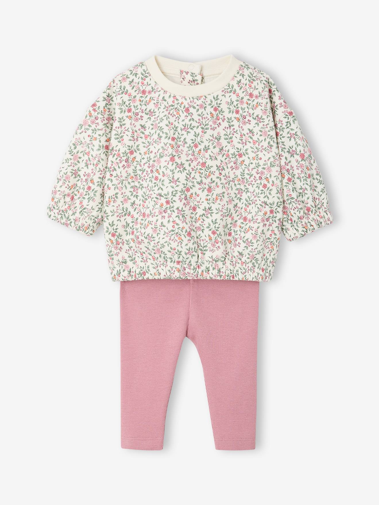 Ensemble bébé fille sweat et pantalon écru