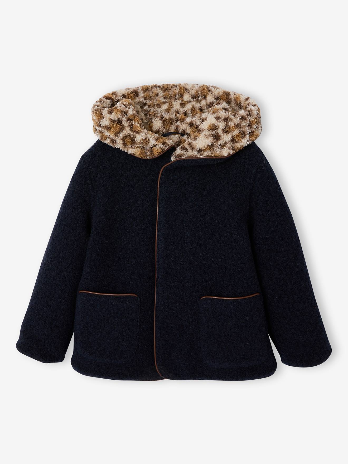 Manteau fille à capuche marine
