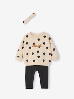 -Ensemble bébé fille 3 pièces sweat + legging + bandeau personnalisable 