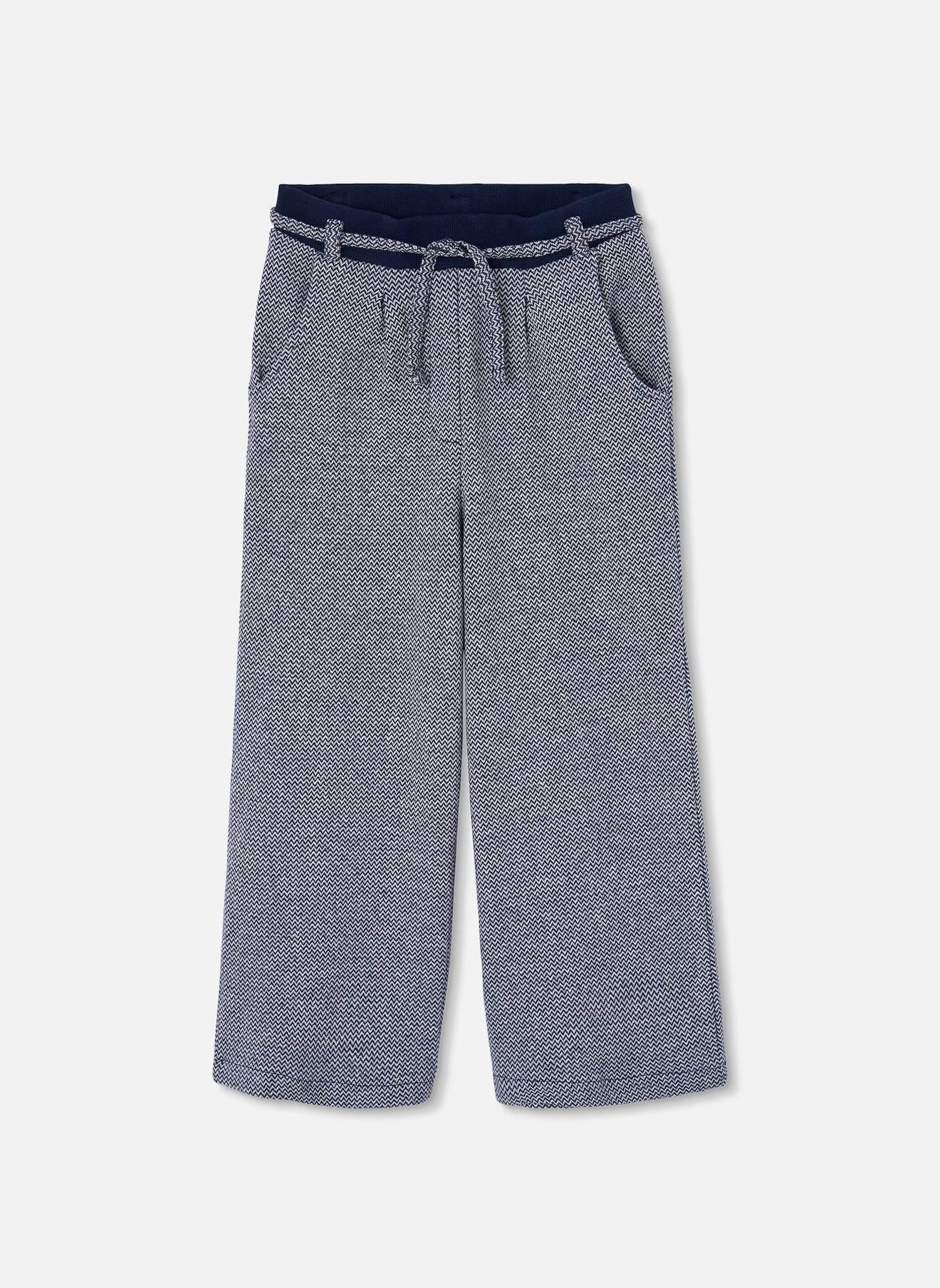 Pantalon Fille En Maille Bleu