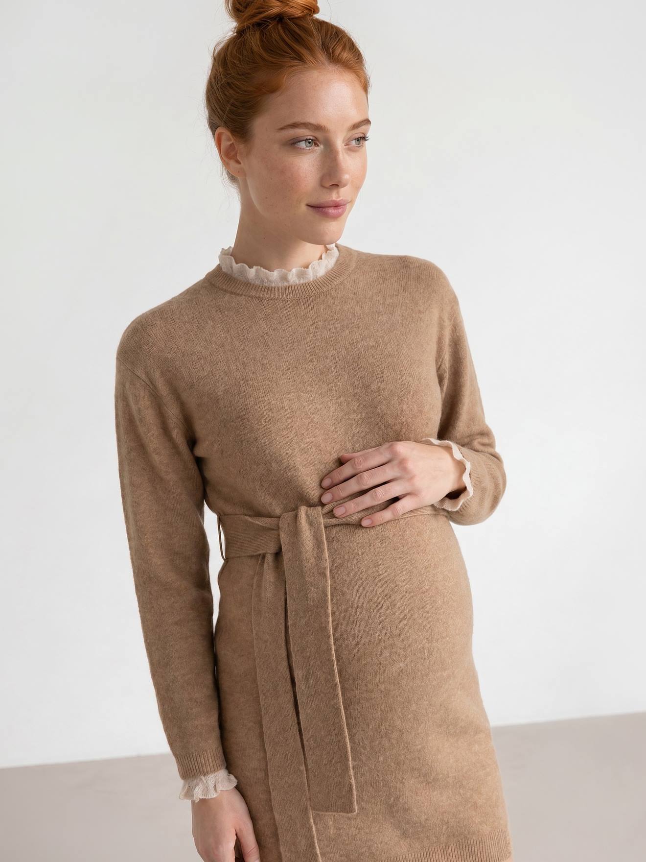 Robe de grossesse manches longues taupe