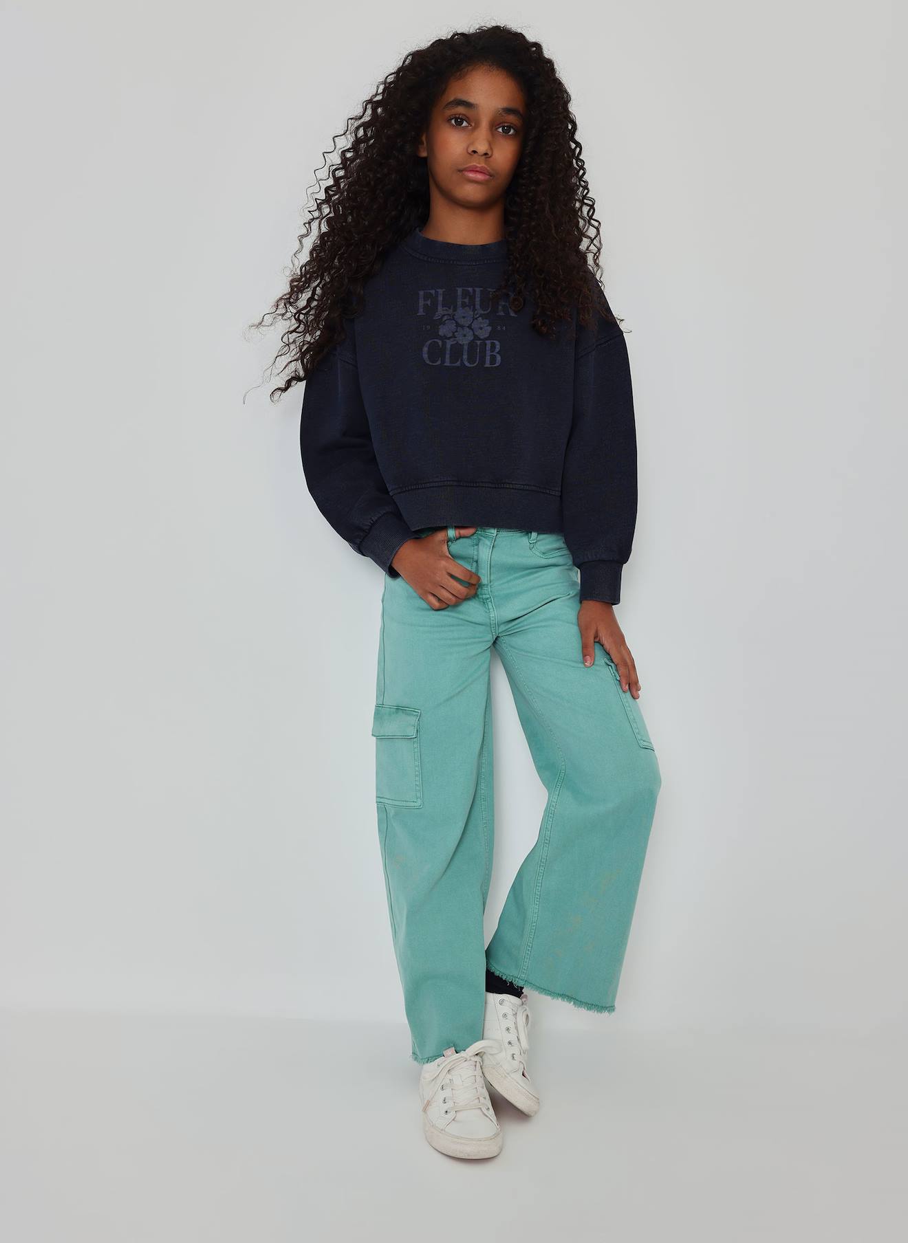 Pantalon Fille Cargo Avec Poches Vert