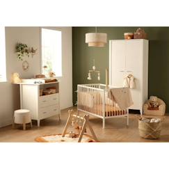 -Chambre bébé 3 pièces , lit 120x60 à barreaux, commode à langer, armoire 2 portes - angele