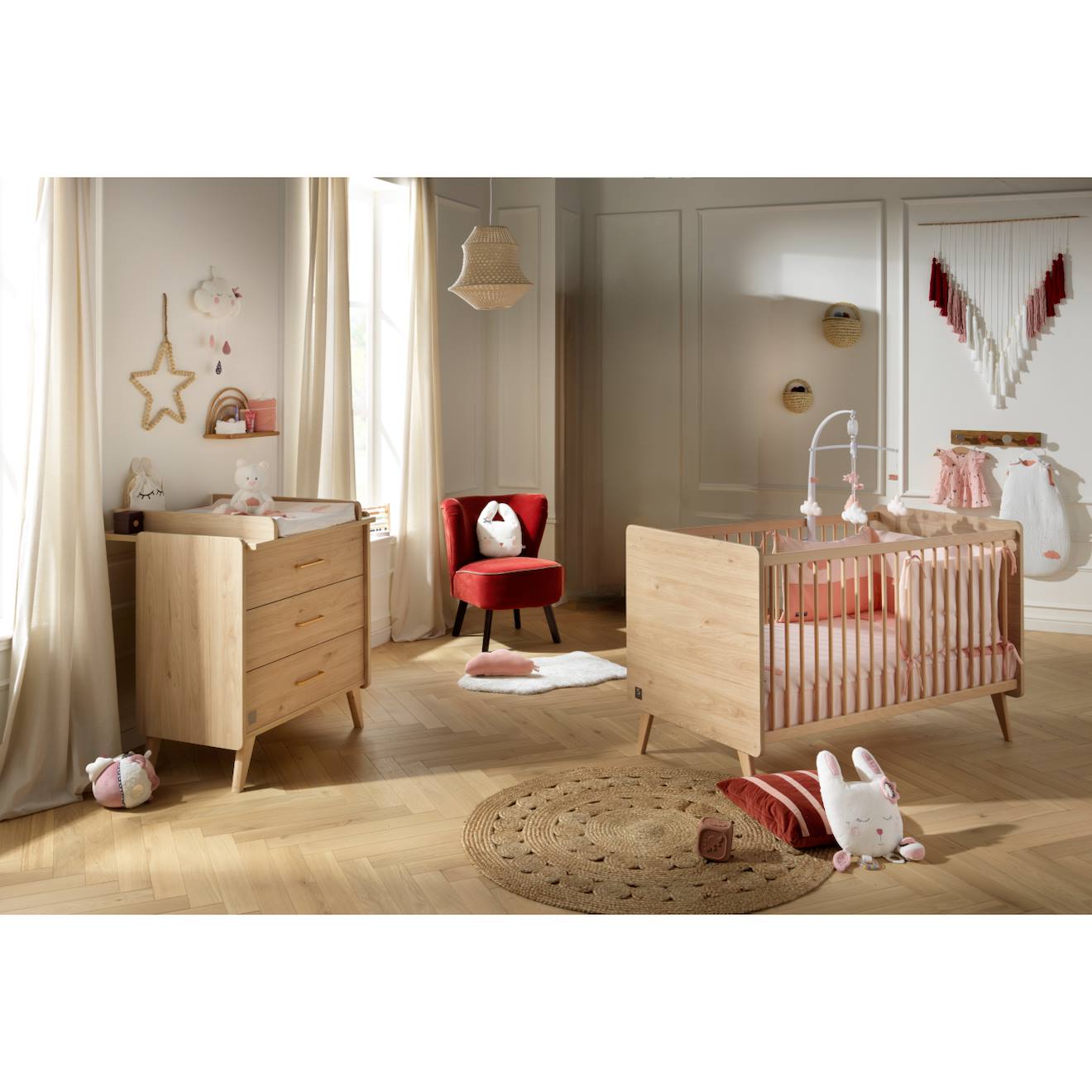 Chambre Bébé, Lit Évolutif Et Commode À Langer - Arty Marron