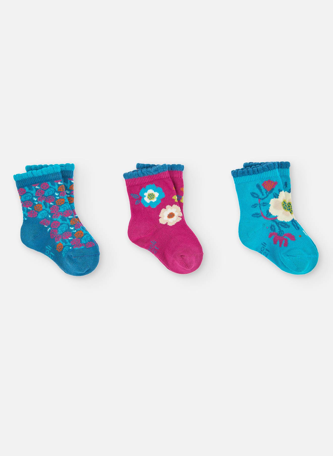 Lot Chaussettes Imprim Fleuri Bleu 13$