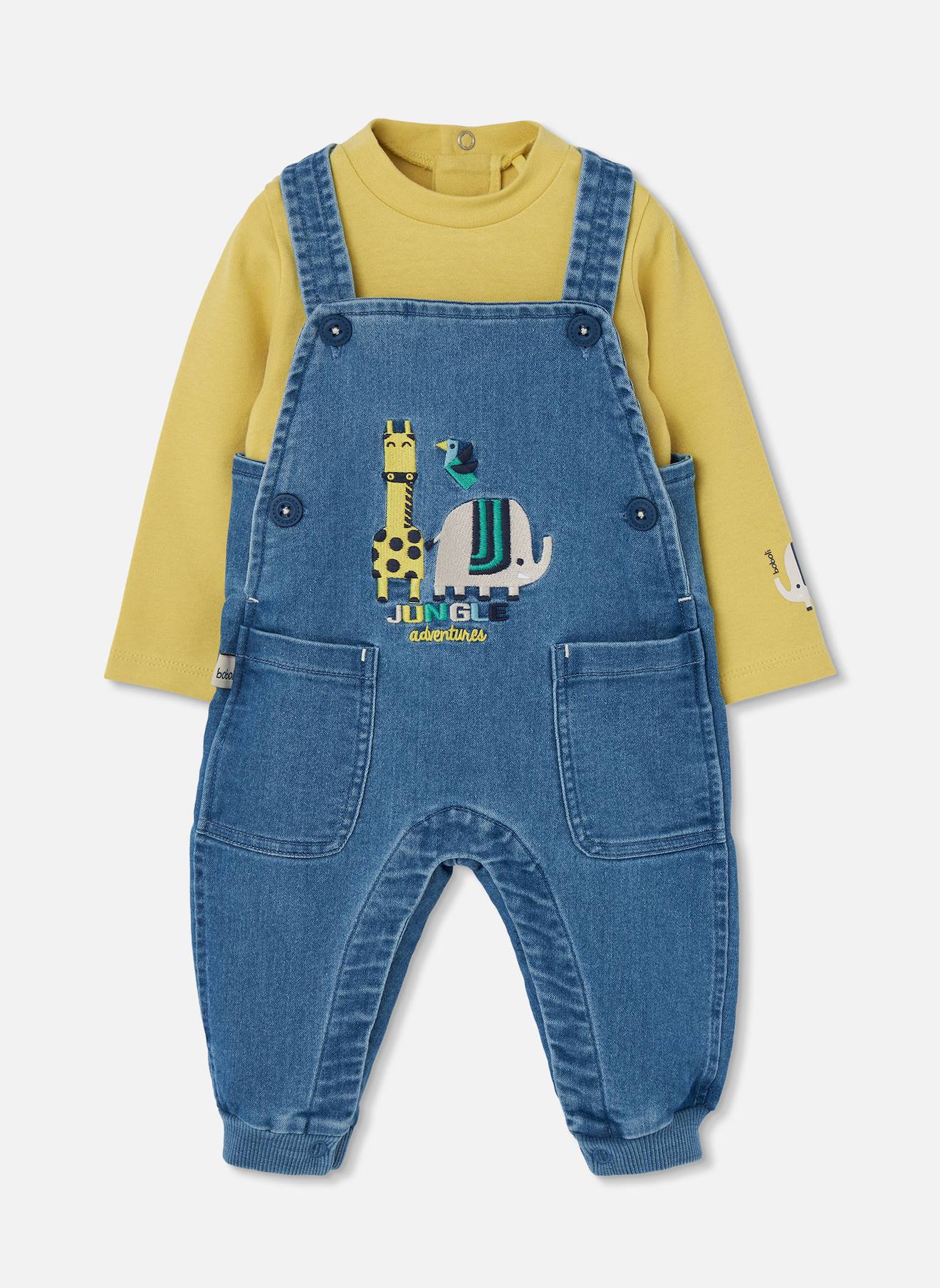 Ensemble Bébé Garçon Brodé D'animaux Bleu