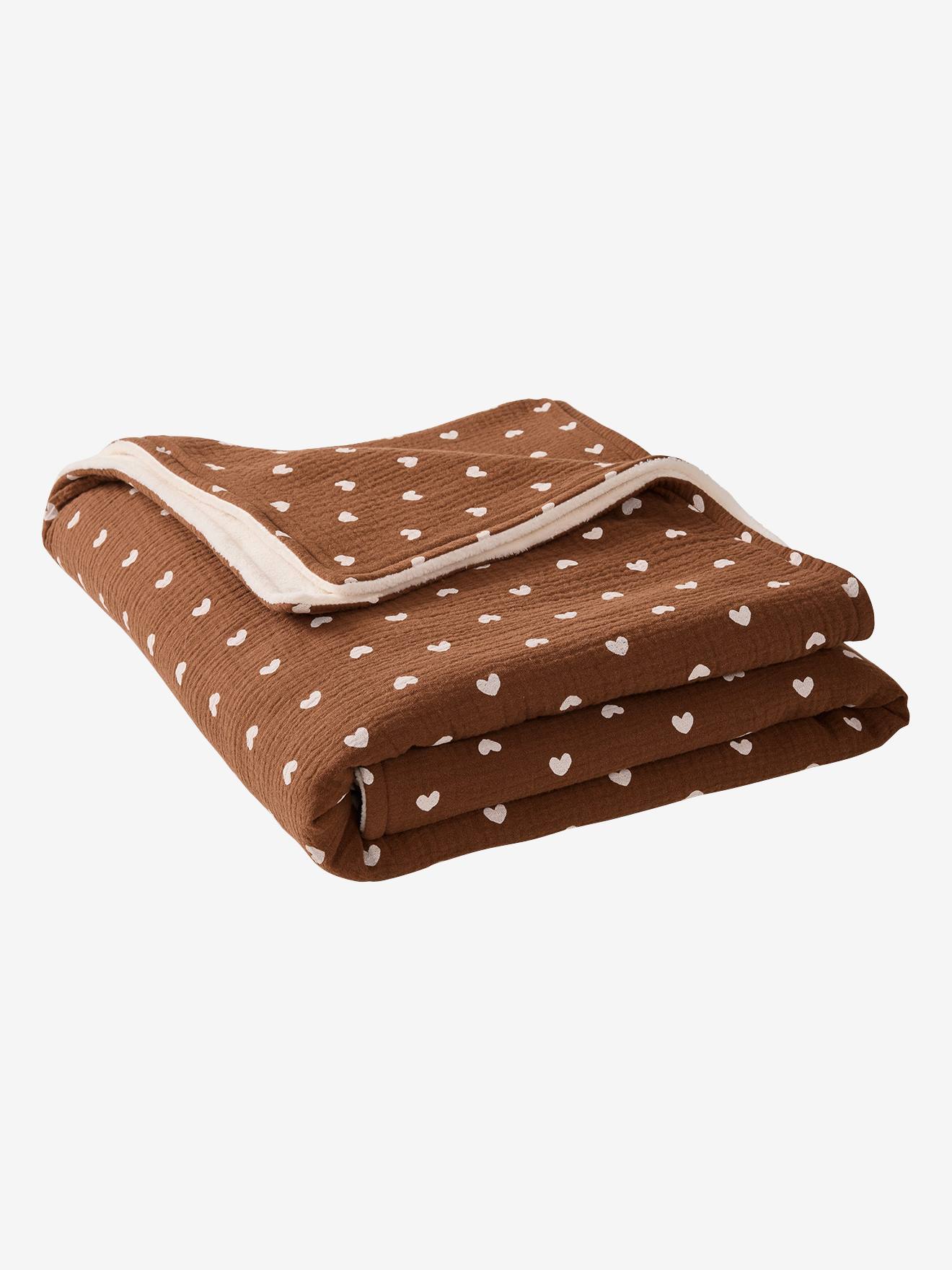 Couverture en gaze de coton et sherpa chocolat (Vertbaudet) - Image 2