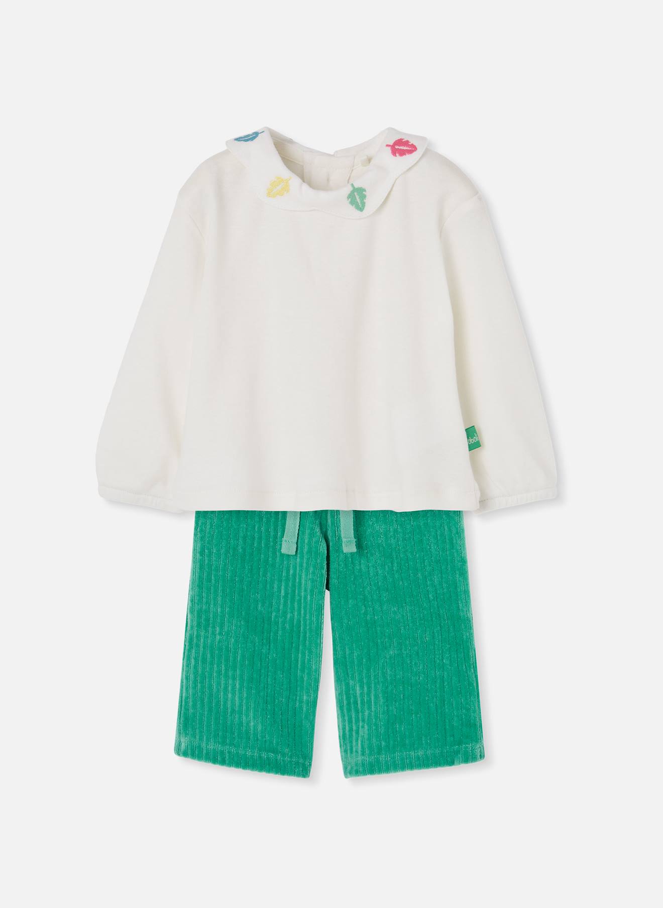 Ensemble Bb Fille En Maille Brod Feuilles Blanc 40$