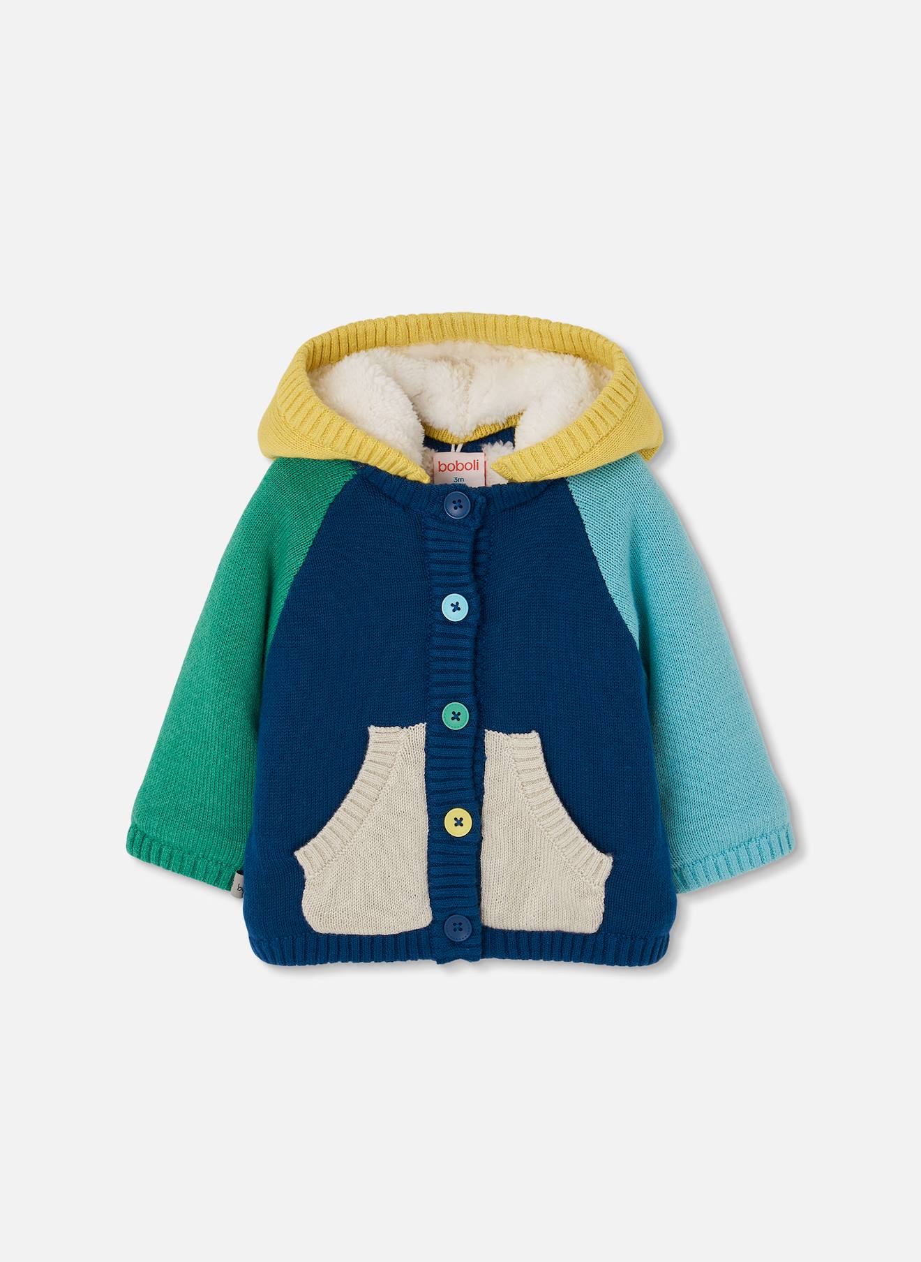 Veste Bb Garon Maille Capuche Bleu 43$