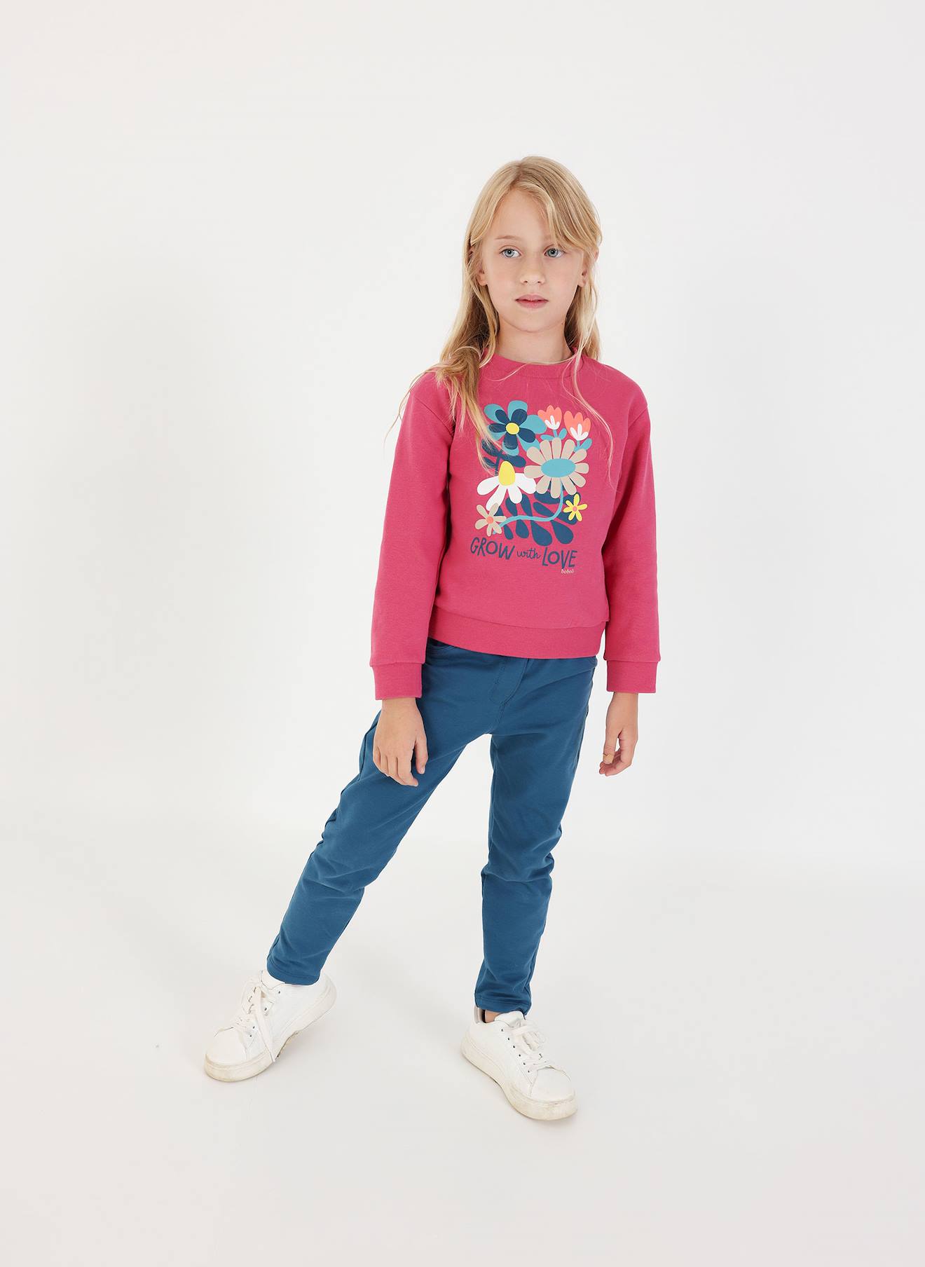 Ensemble Maille Fille Imprimé Fleurs Violet
