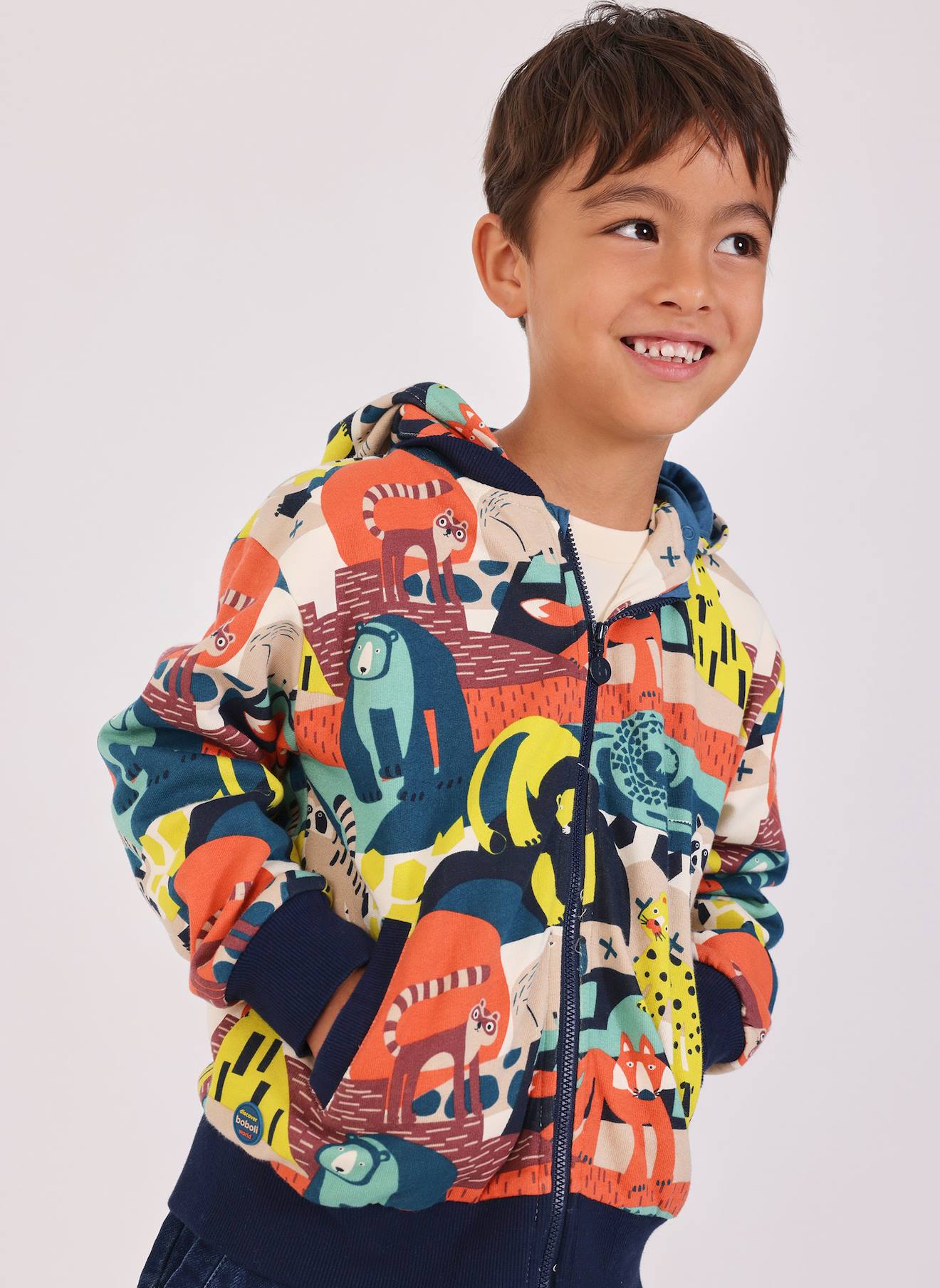 Veste Garçon Molleton Imprimé Animaux Multicolore