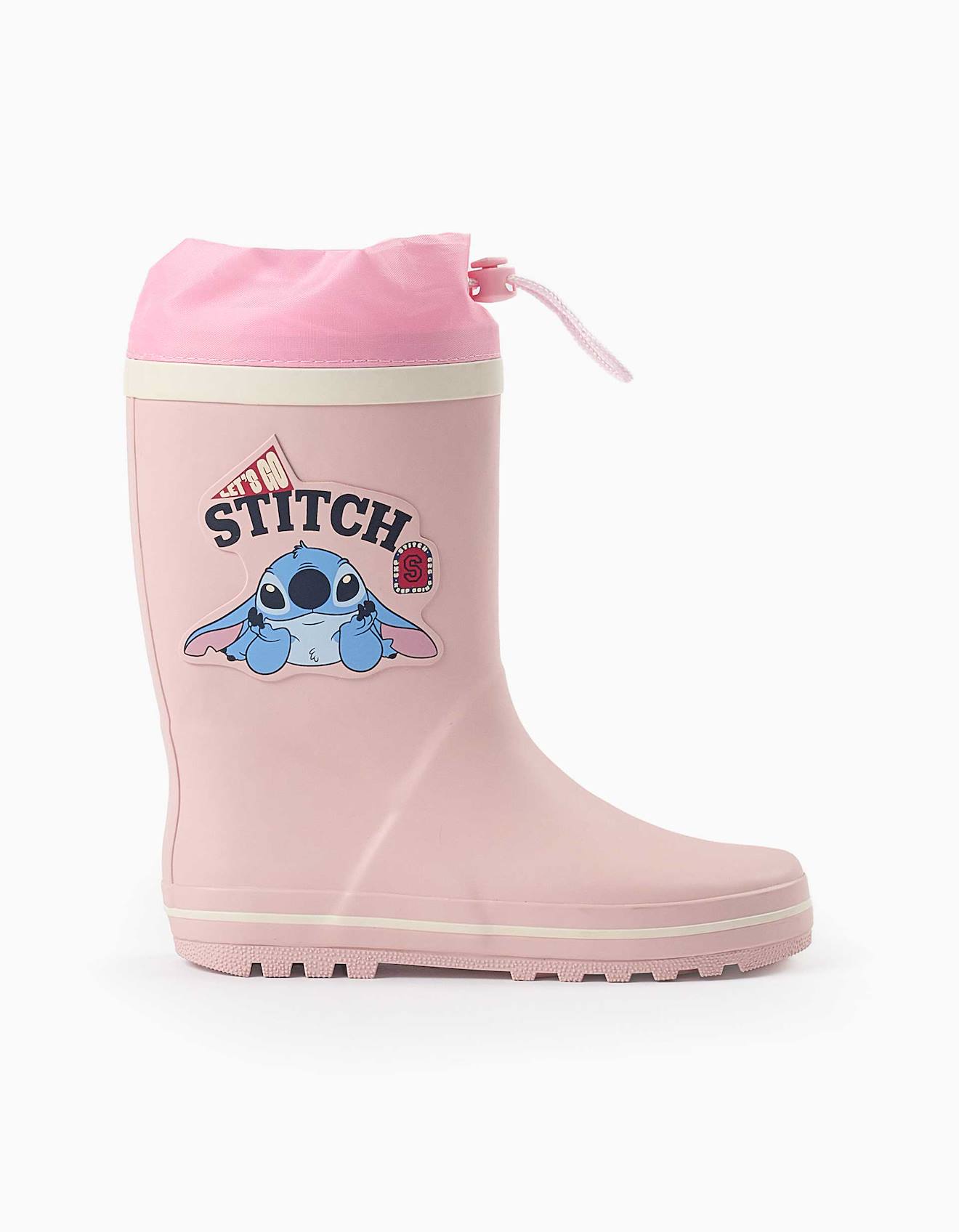 Bottes En Caoutchouc Avec Imprim Stitch Et Fermeture Cordon Rose 38$