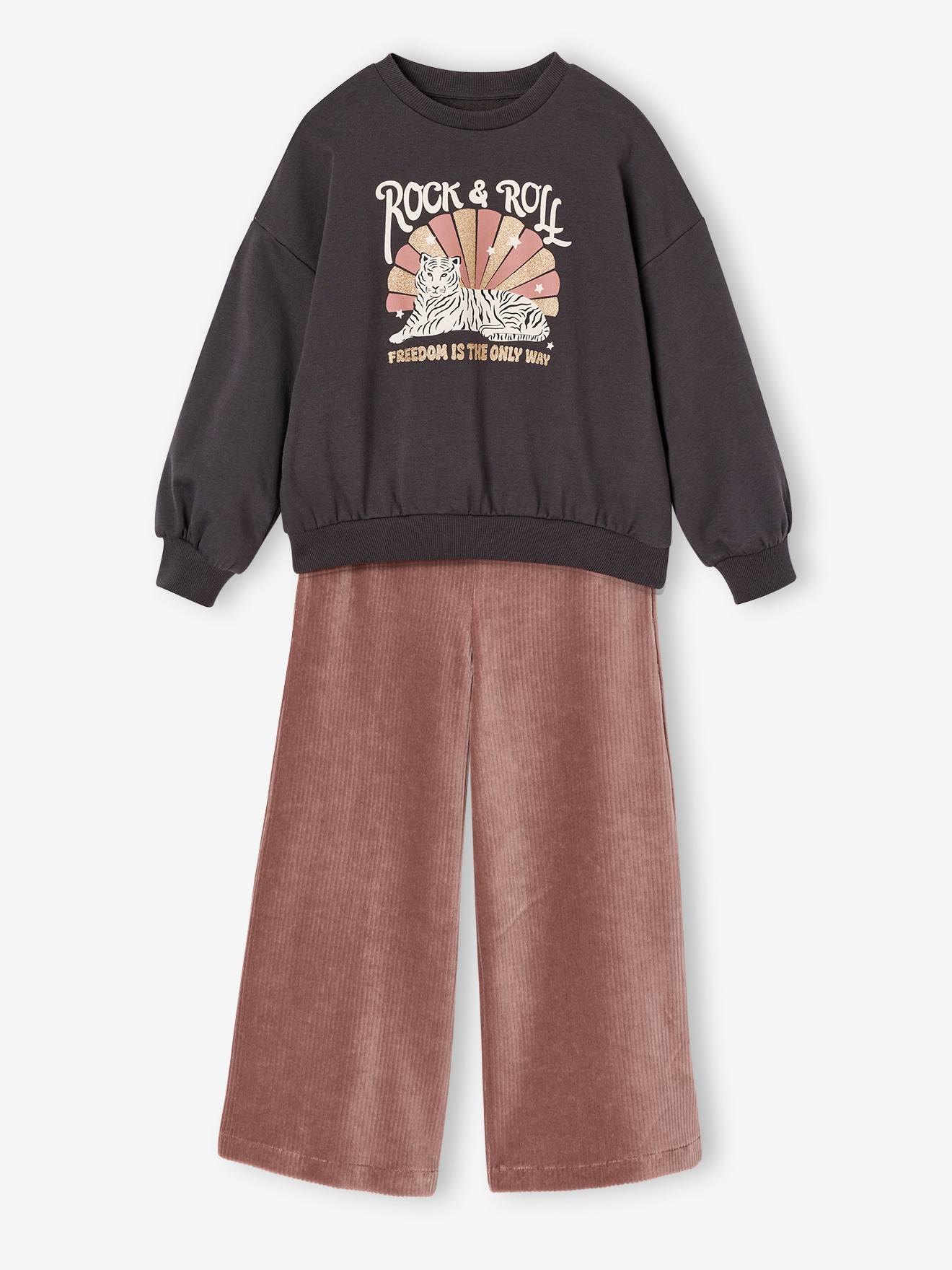 Ensemble fille sweat et pantalon anthracite 30$