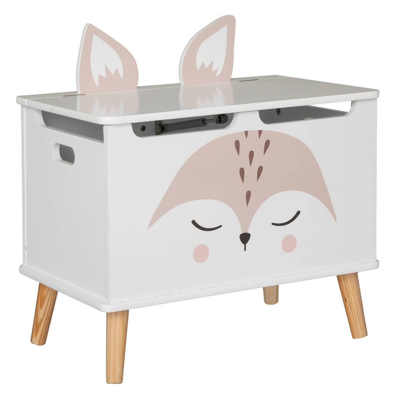 Coffre De Rangement Renard En Bois - Douceur Blanc