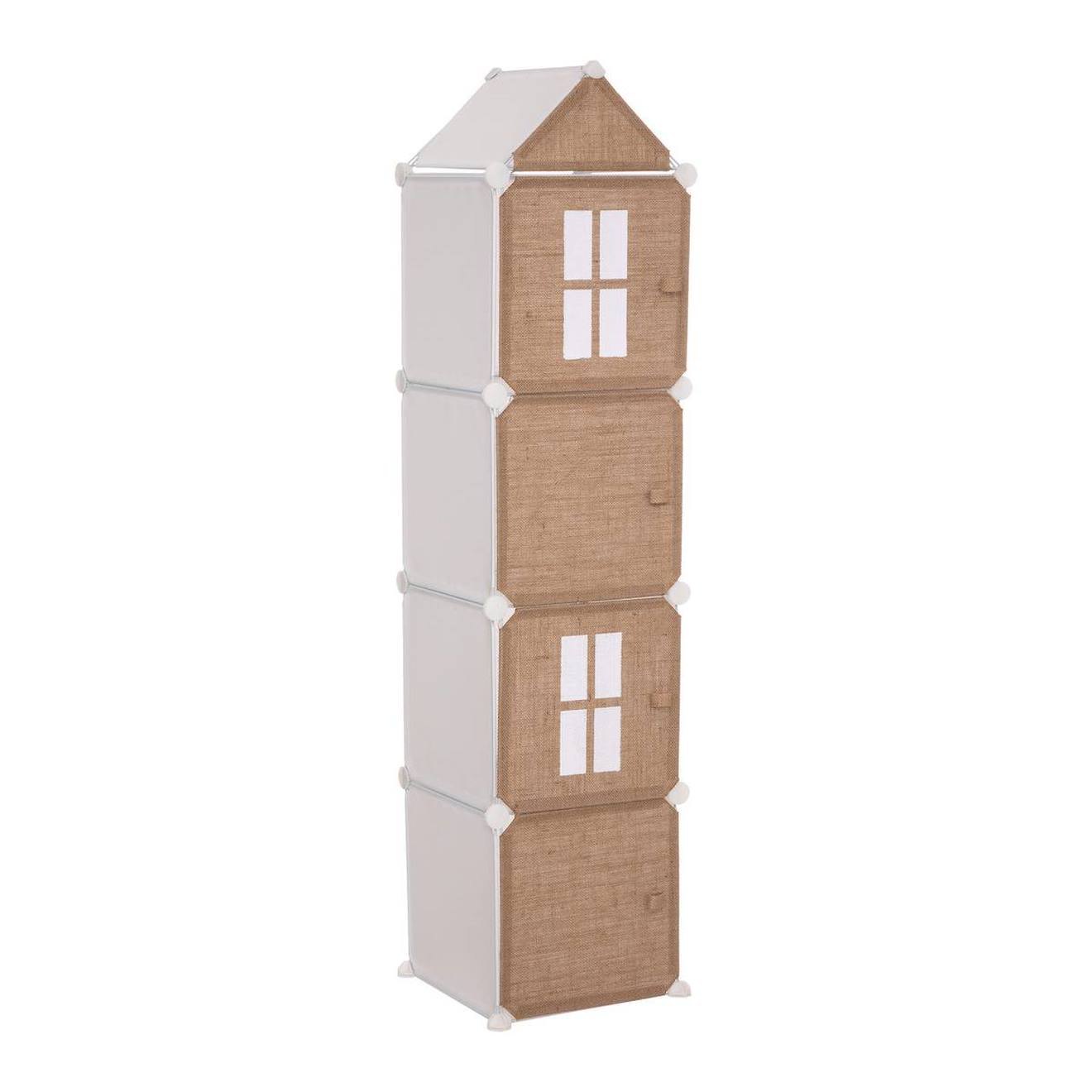 Rangement Enfant Colonne 4 Casiers- Linno Beige Moyen