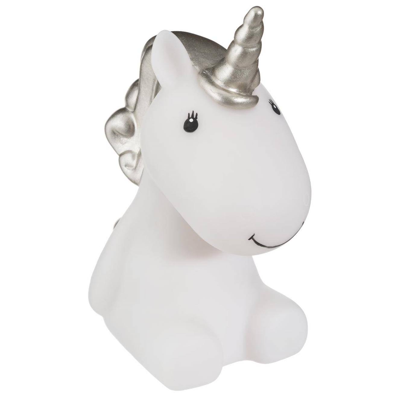 Veilleuse À Pile Licorne H.14cm Argenté