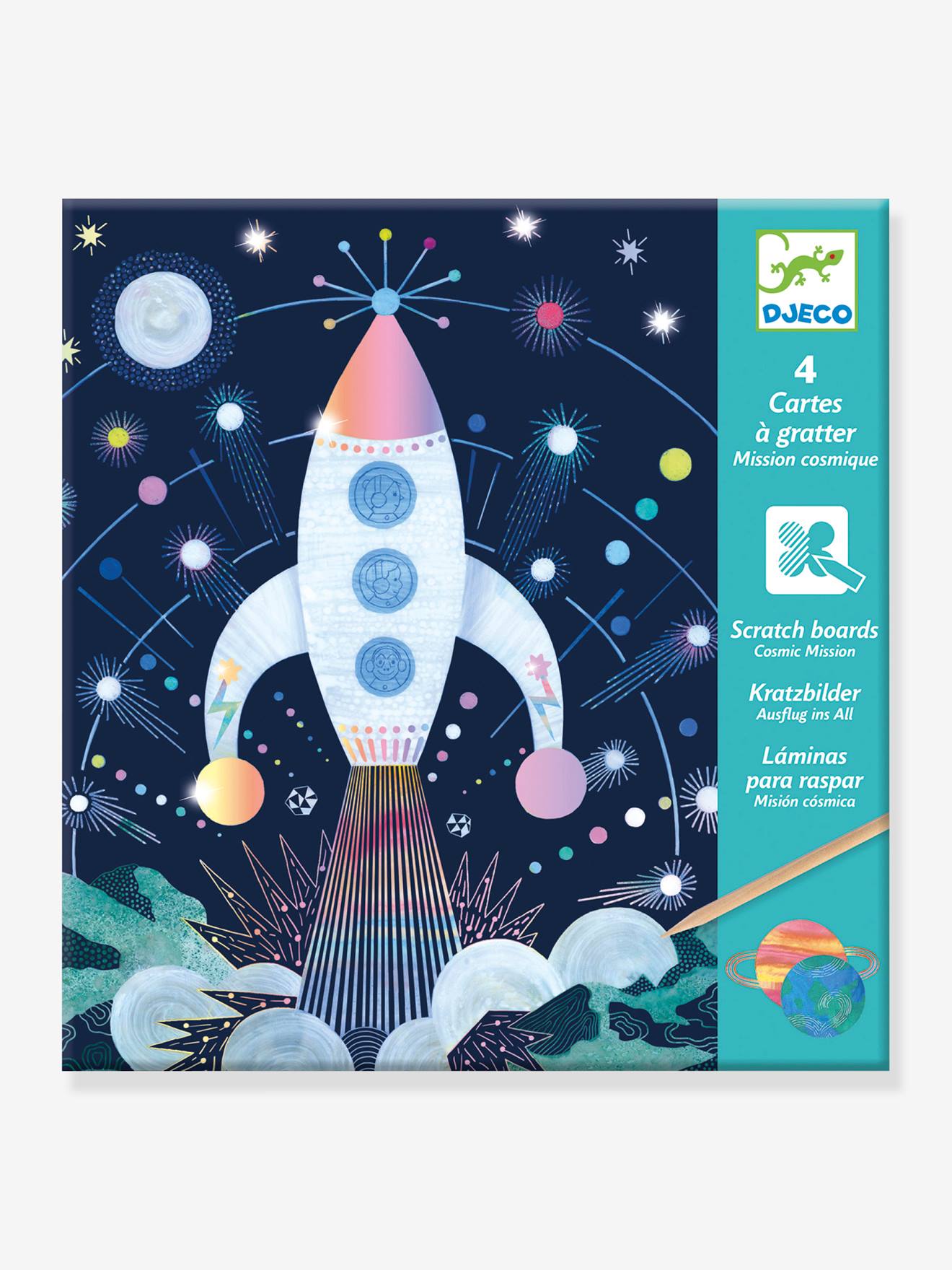 Cartes à gratter Mission cosmique DJECO bleu