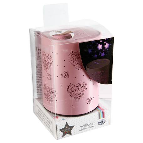 Veilleuse à pile push h.13cm métal Blanc calèche+Blanc coeur+Blanc étoile+Blanc nuage+Gris étoiles+Gris nuage+Rose calèche+Rose coeur 20 - vertbaudet enfant 