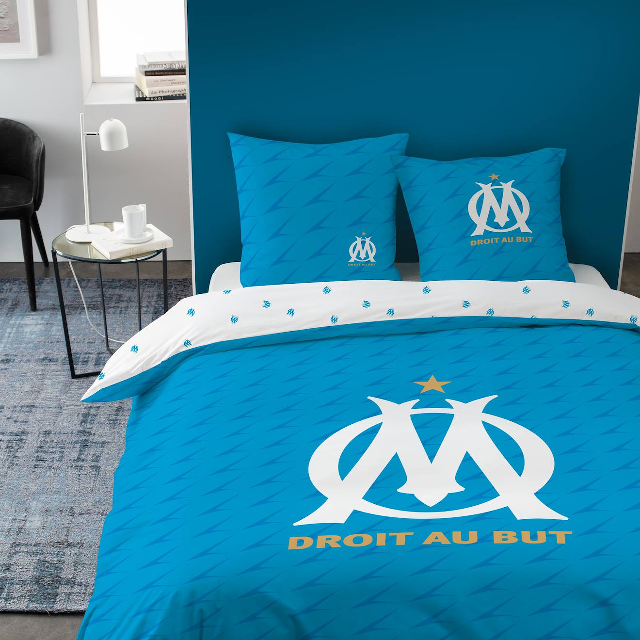 Parure De Lit Imprime 100 Coton Om Voilure Bleu 30$