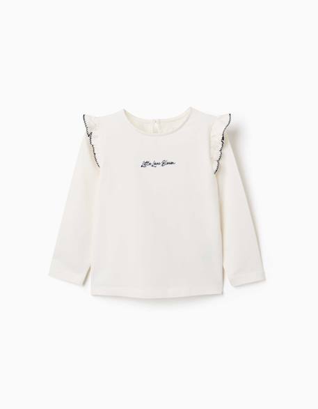 Fille-T-shirt, sous-pull-T-shirt-T-shirt à manches longues avec volants et broderie