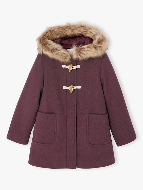 Fille-Duffle-coat à capuche fille drap de laine