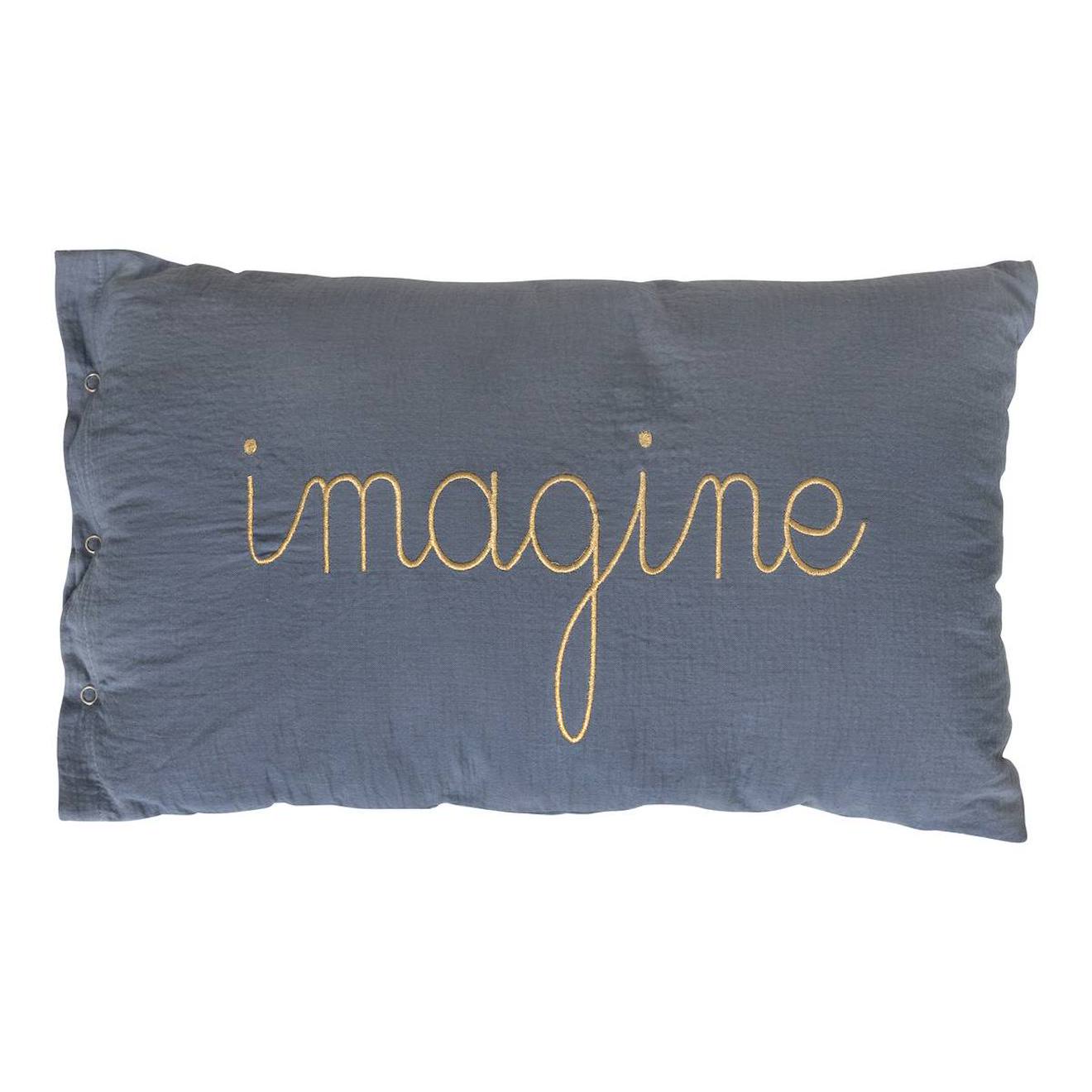 Coussin Rectangulaire Gaze De Coton - Lili Bleu Gris