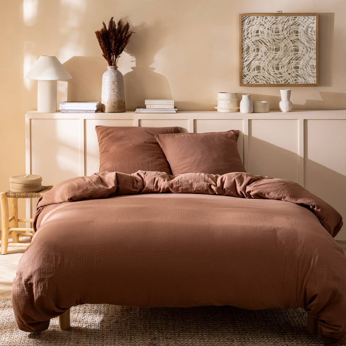 Housse De Couette Unie En Coton, Gaze De Coton Chocolat