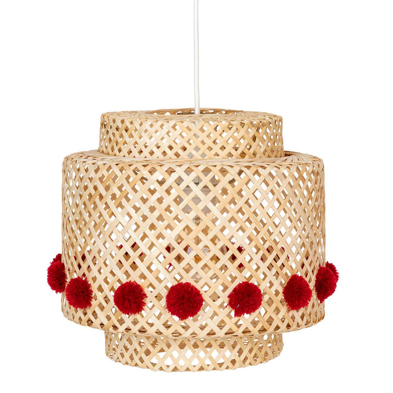 Suspension Pompons En Bambou - Liby Beige