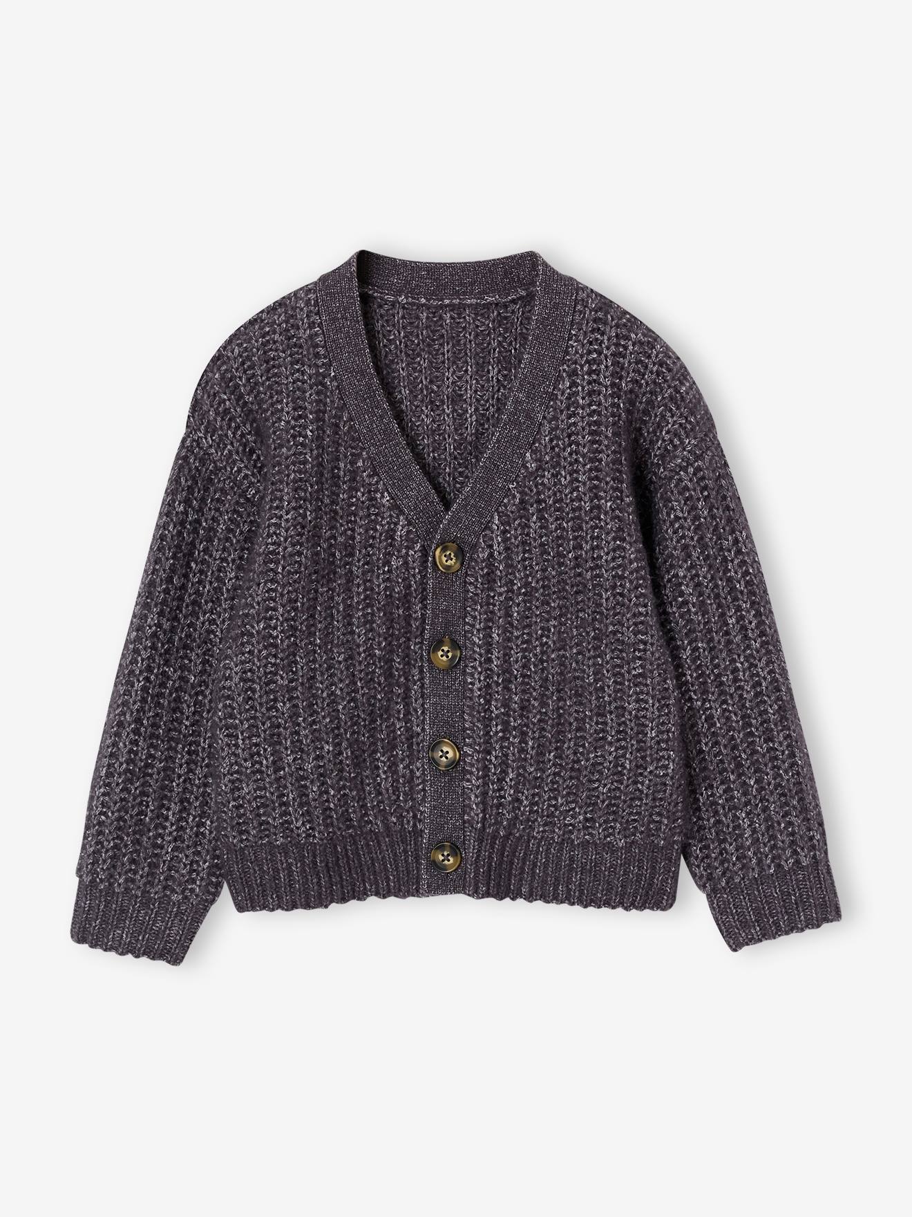Gilet col V garçon gris ardoise