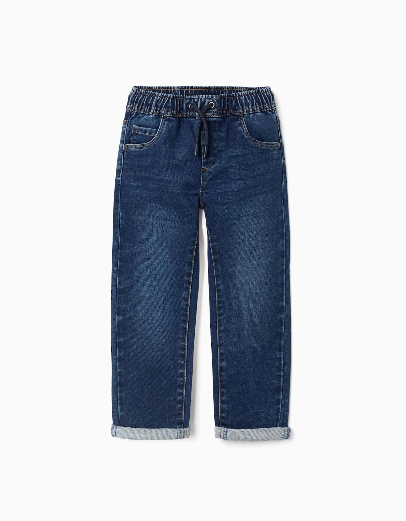 Pantalon De Jogging En Jean Avec Cordon De Serrage Et 5 Poches Bleu Fonc 30$