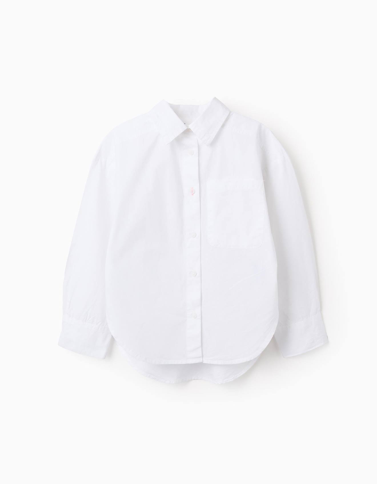 Chemise En Popeline À Manches Longues Avec Épaules Tombantes Blanc