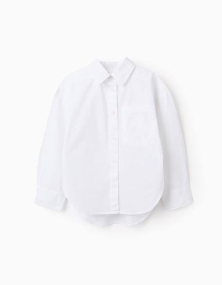 Fille-Chemise en popeline à manches longues avec épaules tombantes