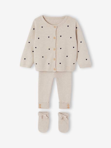 Vertbaudet - Ensemble 3 pièces bébé fille beige chiné