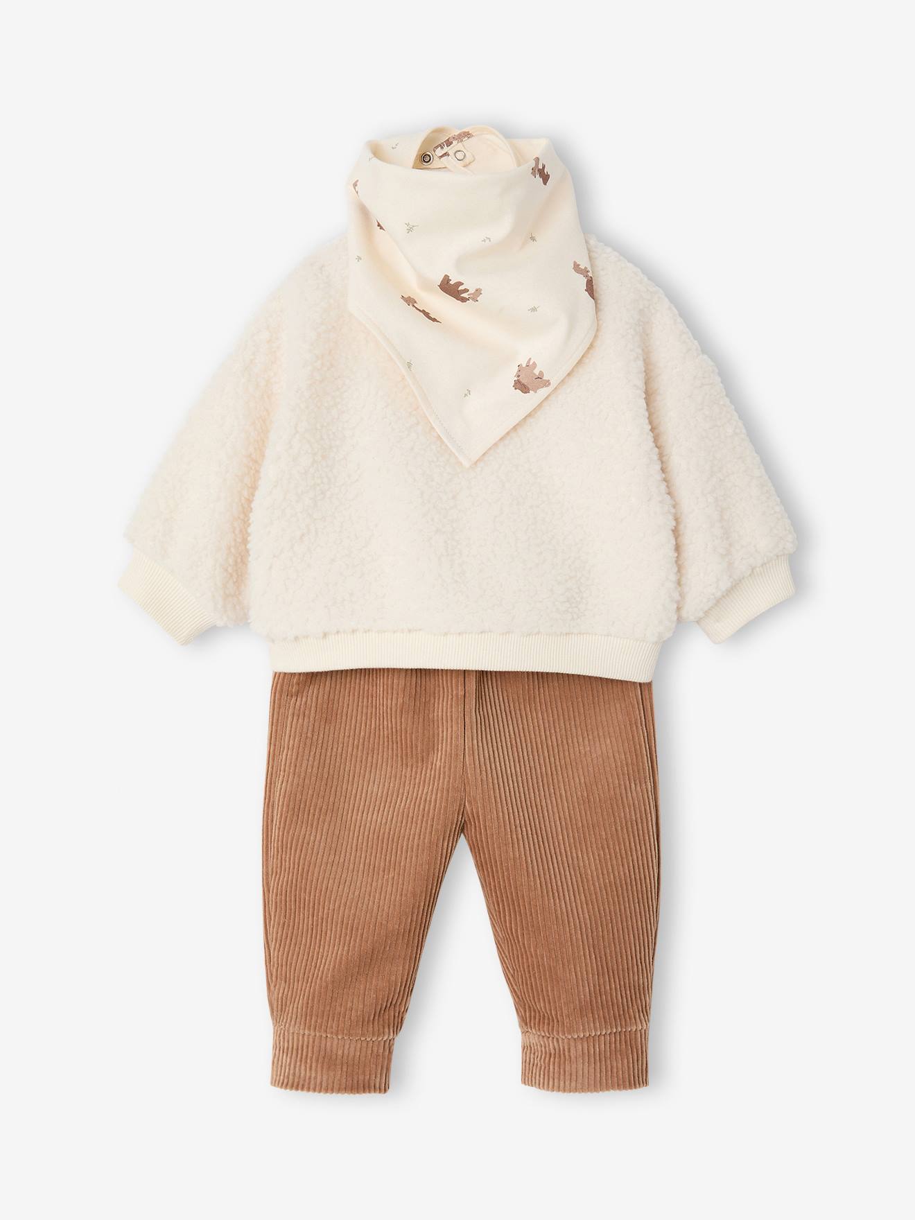 Ensemble 3 pièces naissance bébé écru