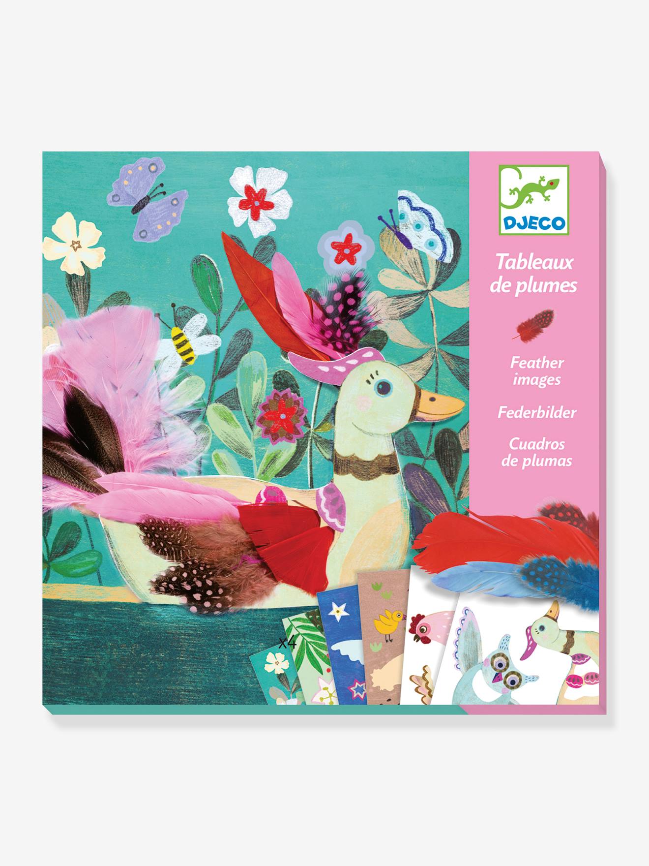 Tableaux de plumes Duvets chics DJECO rose