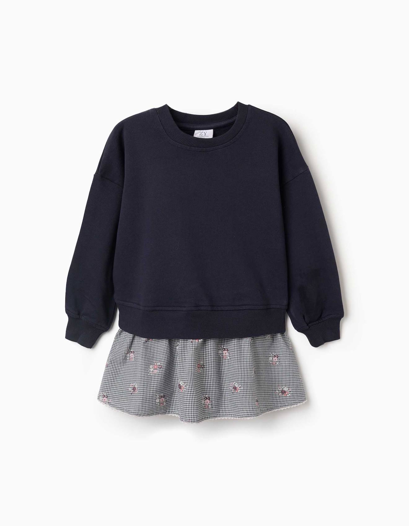 Robe Bi-matire En Coton Avec Motif Vichy Bleu Fonc 33$