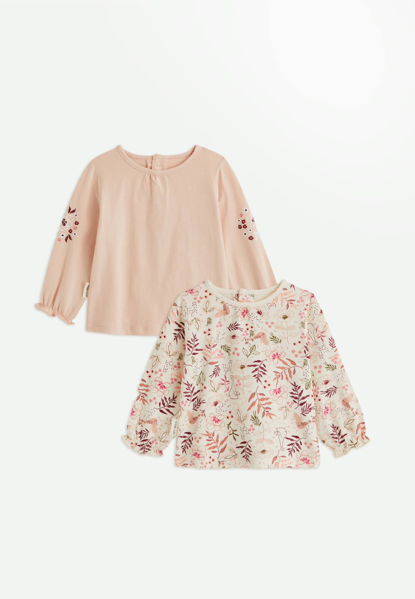 Lot De 2 T-shirts Bb Manches Longues Manouk Rose 18$