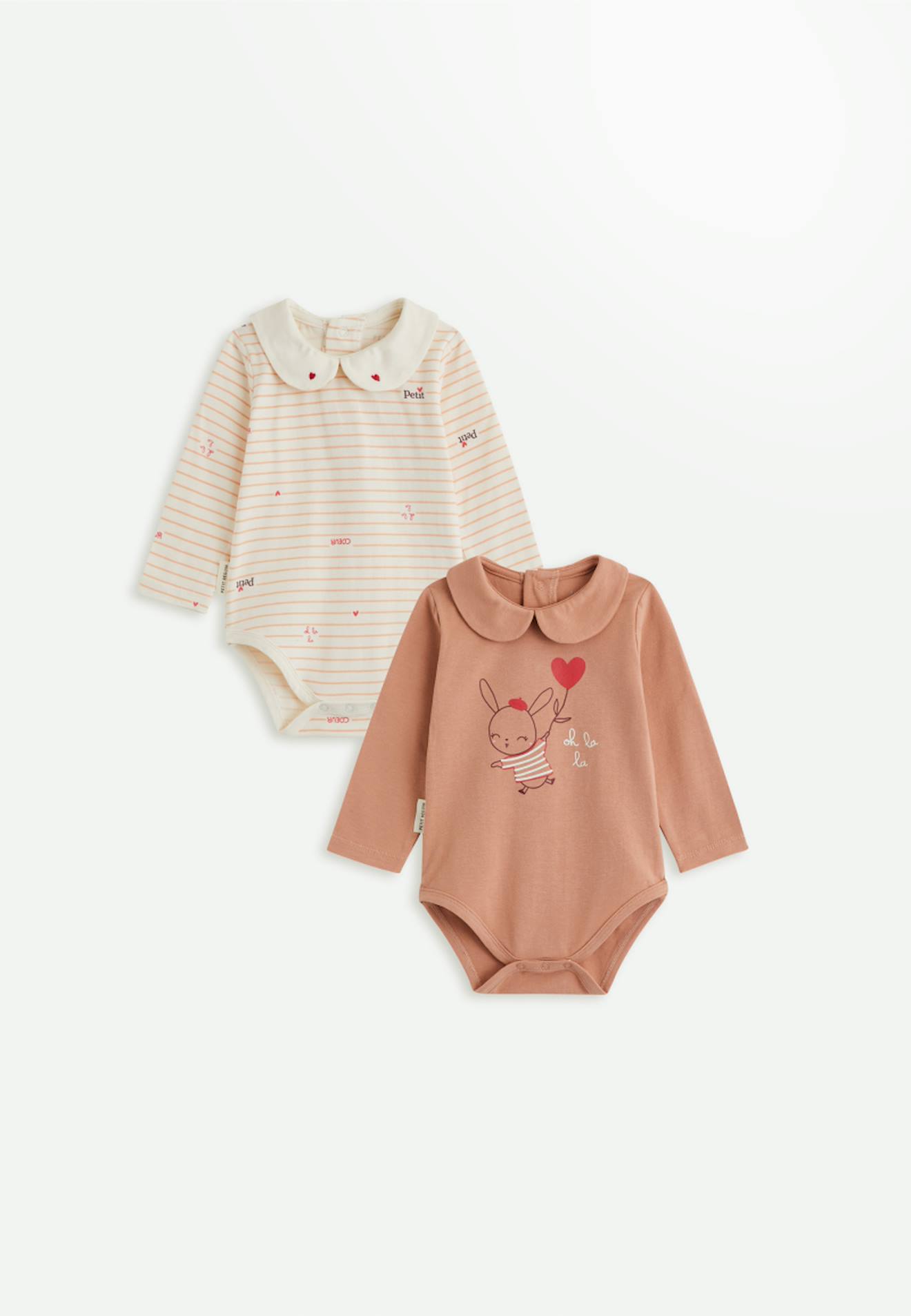 Lot De 2 Bodies Bb Manches Longues Aime Rose 17$