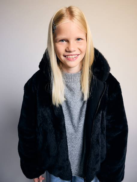 Fille-Veste fausse fourrure fille