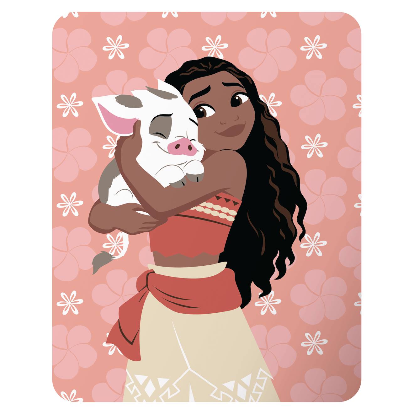 Plaid Polaire Imprimé, Disney Home Vaiana Pua Rose