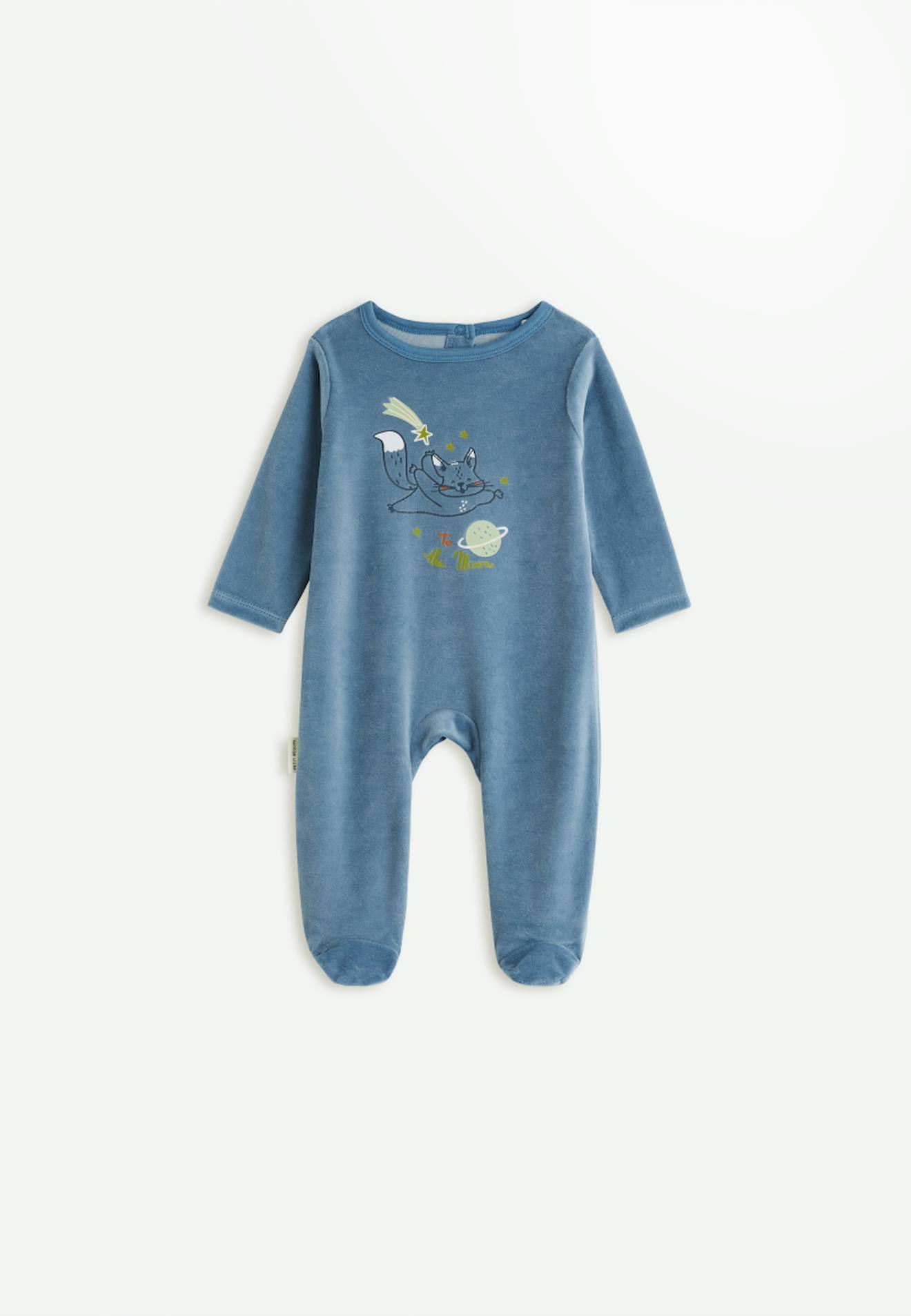 Pyjama Bébé En Velours Edouard Bleu